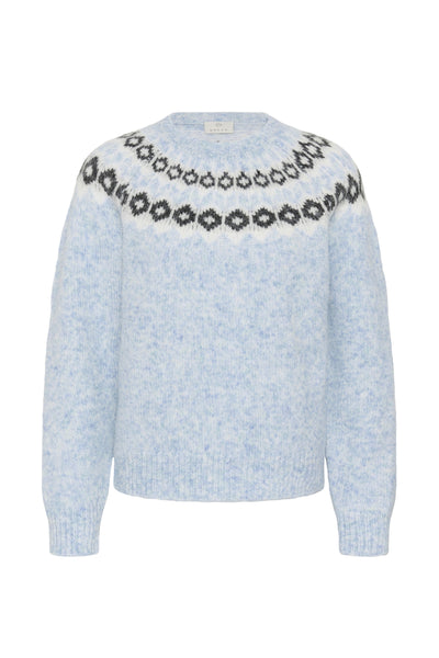 KAberta Pullover Blue Mel. -Grey/Chalk Pattern - 10512107 Thumbnail