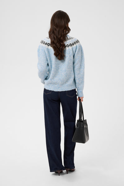 KAberta Pullover Blue Mel. -Grey/Chalk Pattern - 10512107 Thumbnail