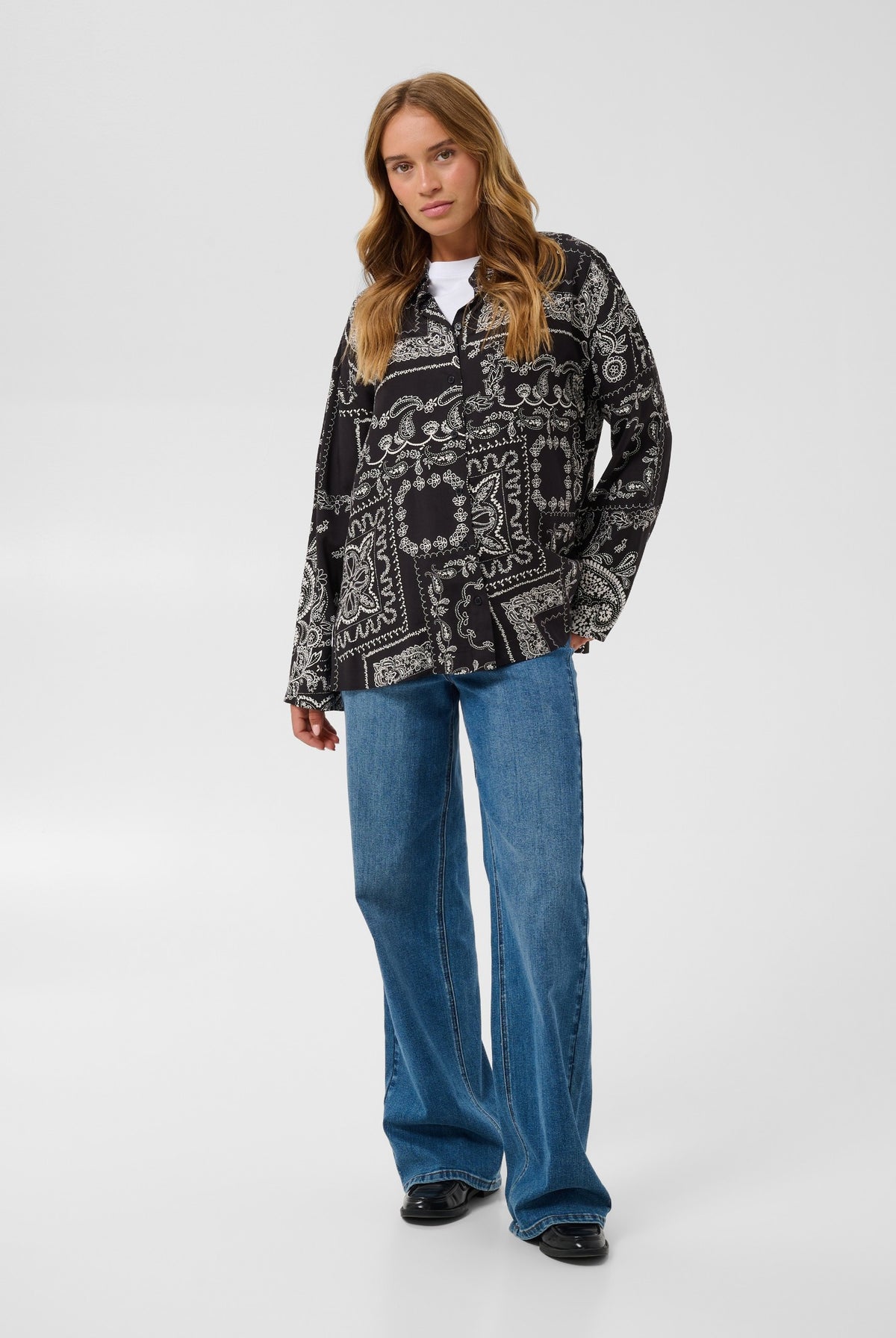 KAgardenia Shirt Black/Turtledove Scarf Print - - 10512125