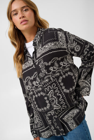 KAgardenia Shirt Black/Turtledove Scarf Print - - 10512125 Thumbnail