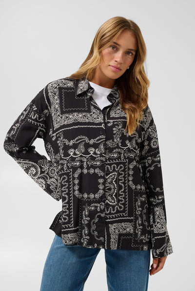 KAgardenia Shirt Black/Turtledove Scarf Print - - 10512125 Thumbnail