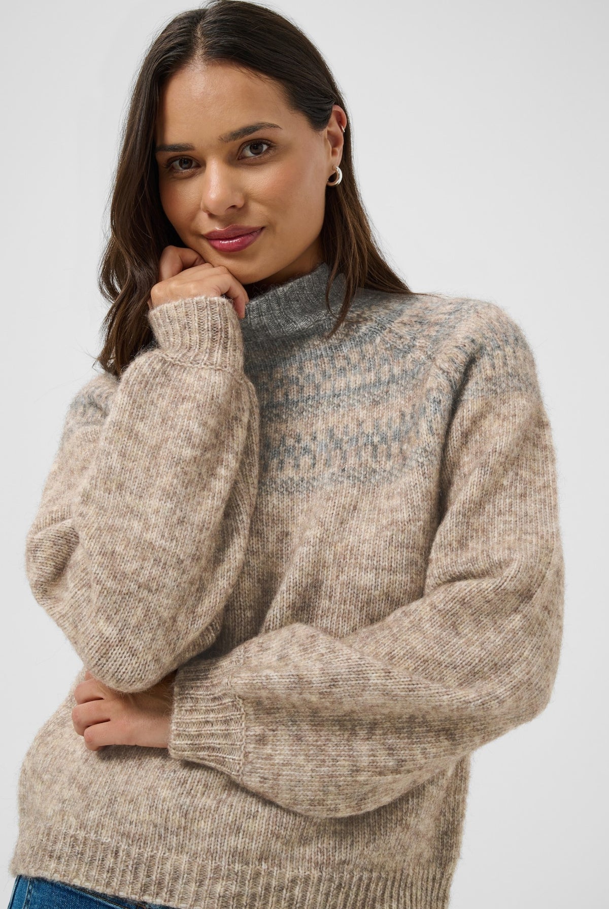 KAgerda Pullover Knit Brown Melange/Grey Melange - 1 - 10512134