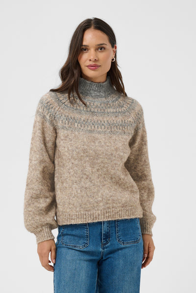 KAgerda Pullover Knit Brown Melange/Grey Melange - 1 - 10512134 Thumbnail