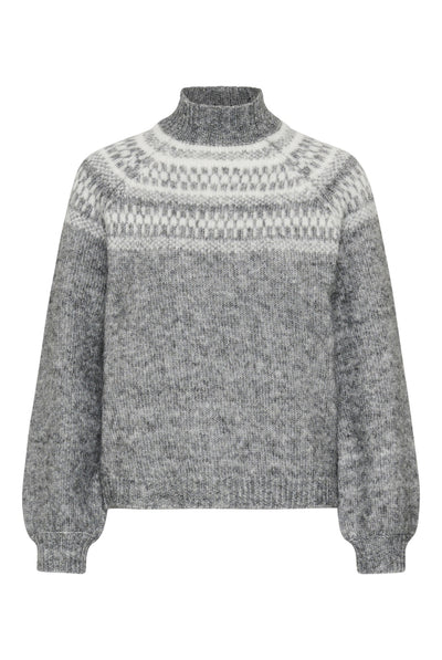 KAgerda Pullover Knit Dark Grey Melange/Chalk - 1099 - 10512134 Thumbnail