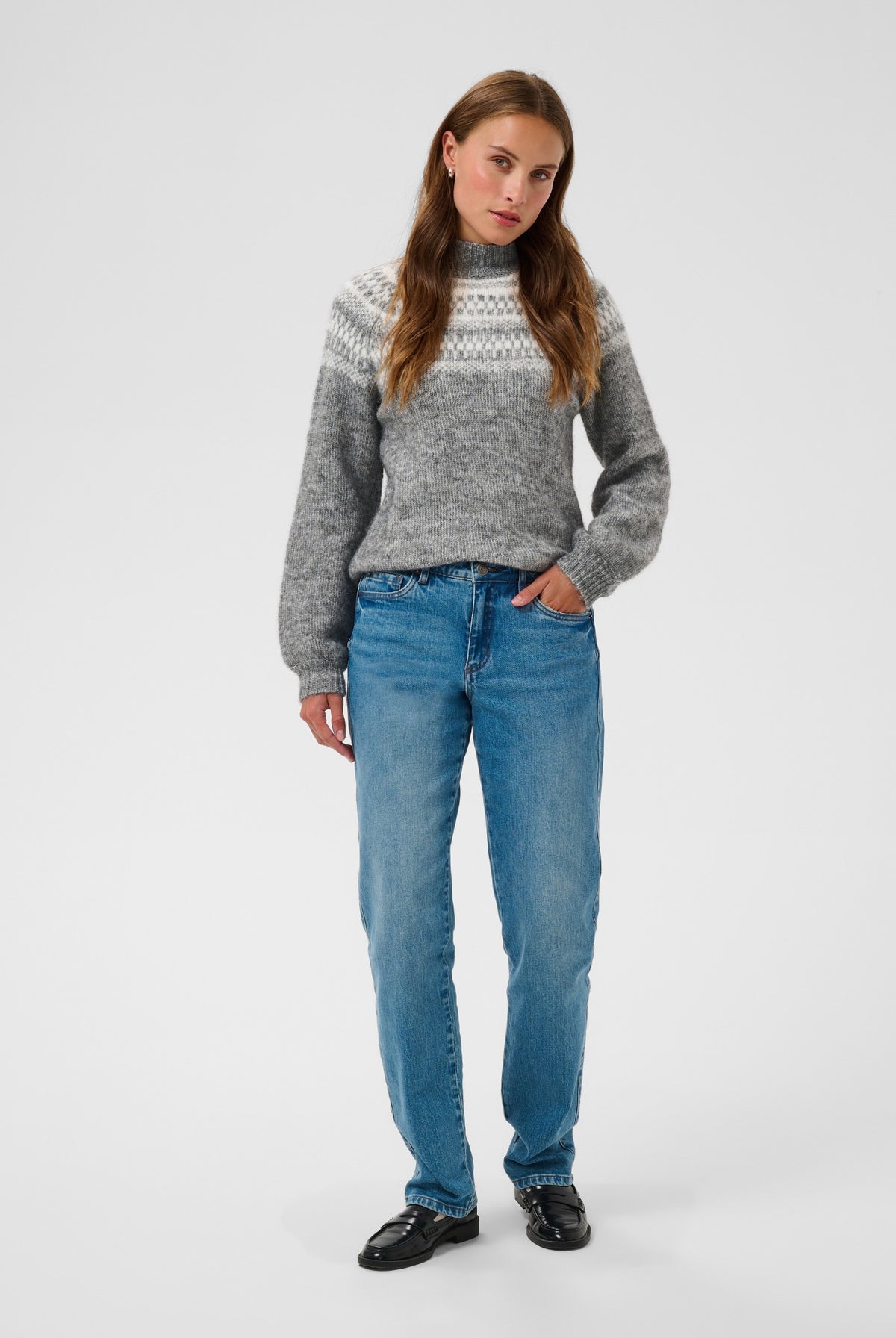 KAgerda Pullover Knit Dark Grey Melange/Chalk - 1099 - 10512134