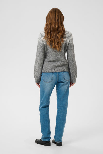 KAgerda Pullover Knit Dark Grey Melange/Chalk - 1099 - 10512134 Thumbnail