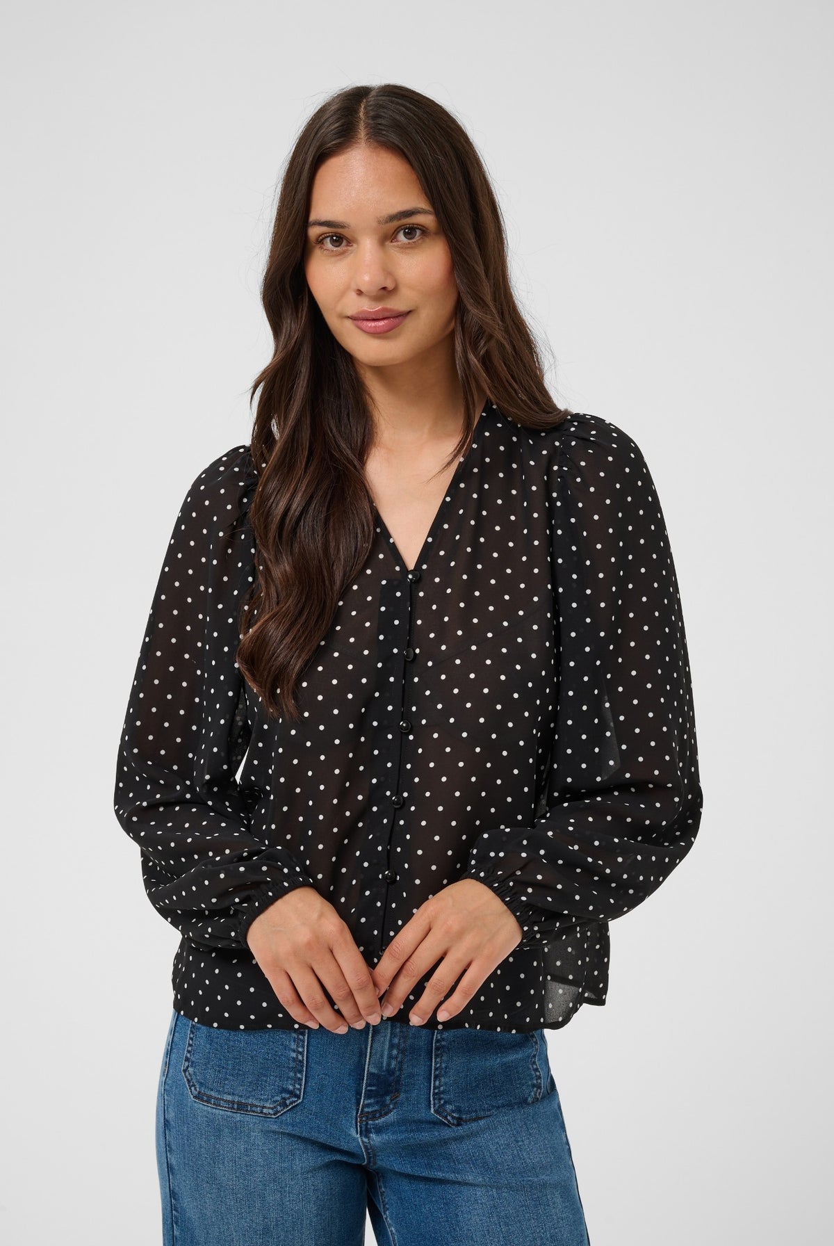 KAmindy Blouse Black W. White Dot - 109793 - 10512138