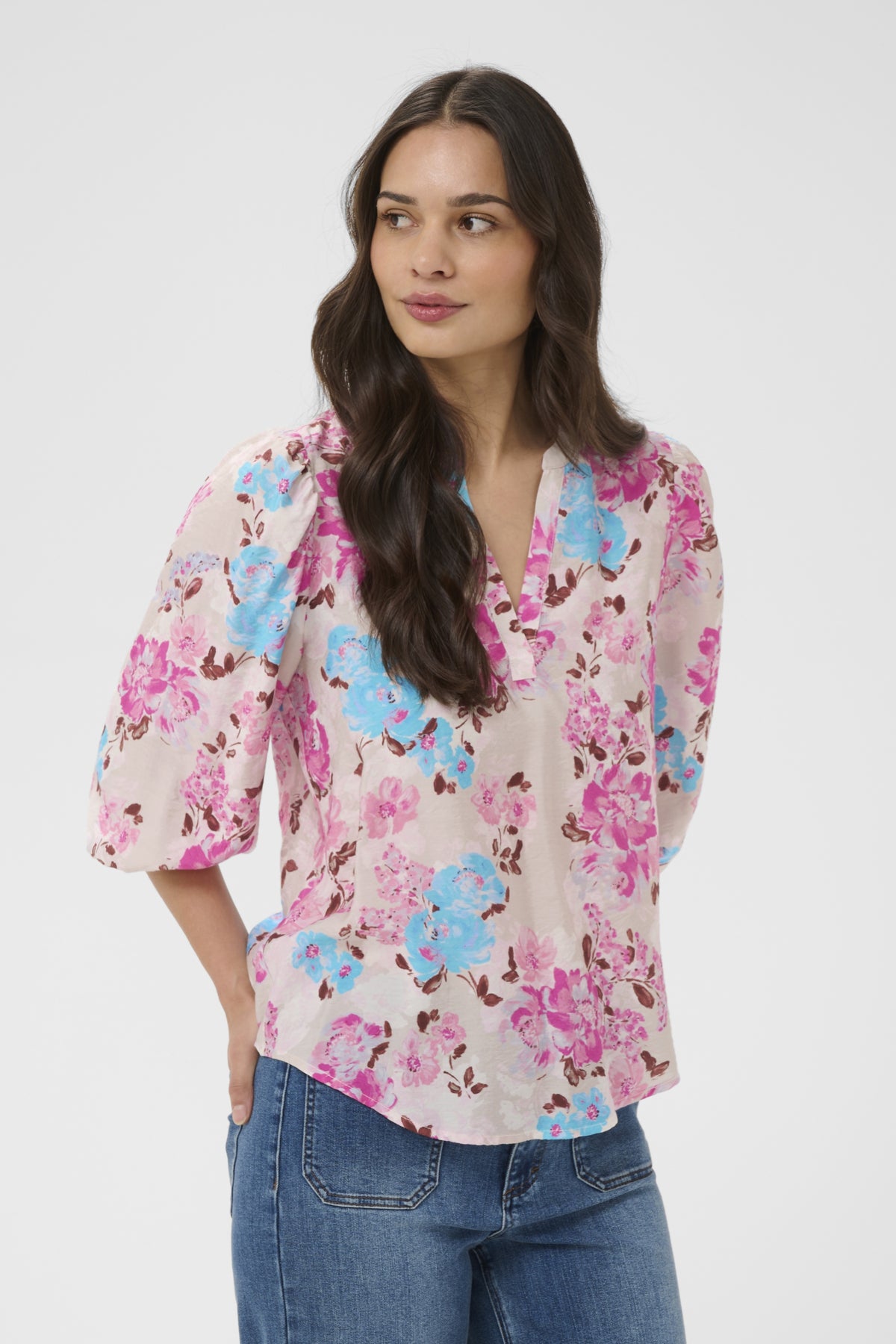 KAhaisley O-neck Blouse Multi color Flower - 109324 - 10512217