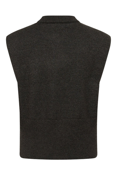 KAbarbara Knit Vest Dark Grey Melange - 100125 - 10512248 Thumbnail