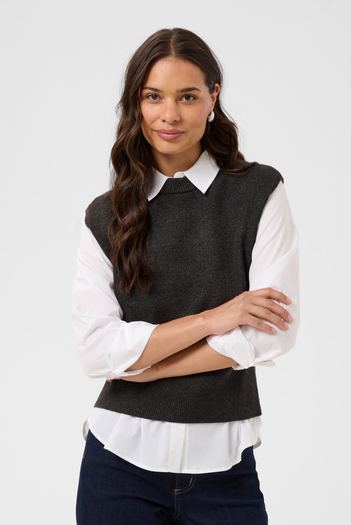 KAbarbara Knit Vest Dark Grey Melange - 100125 - 10512248