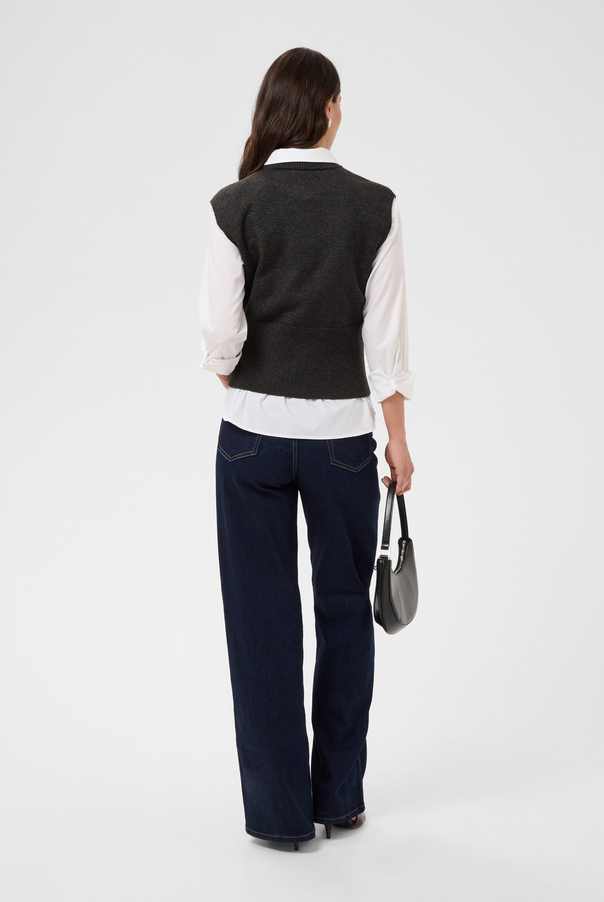 KAbarbara Knit Vest Dark Grey Melange - 100125 - 10512248