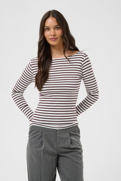 KAliddy LS Boatneck T-Shirt Chalk / Fudge Stripe - 1000345 - 10512256 Thumbnail