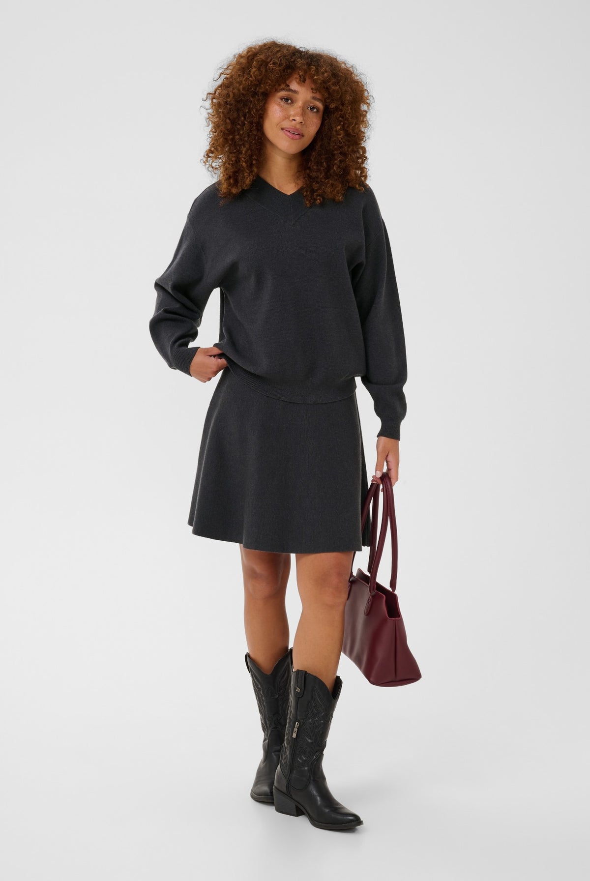KAloana Knit Skirt Dark Grey Melange - 100125 - 10512258