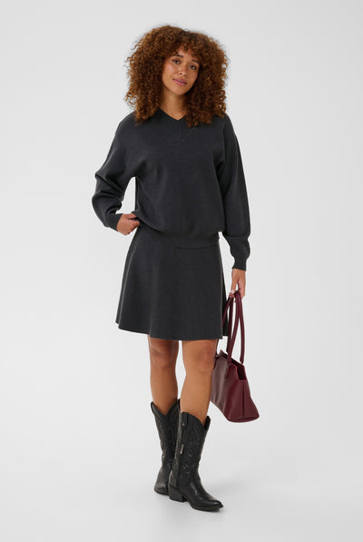KAloana Knit Skirt Dark Grey Melange - 100125 - 10512258 Thumbnail