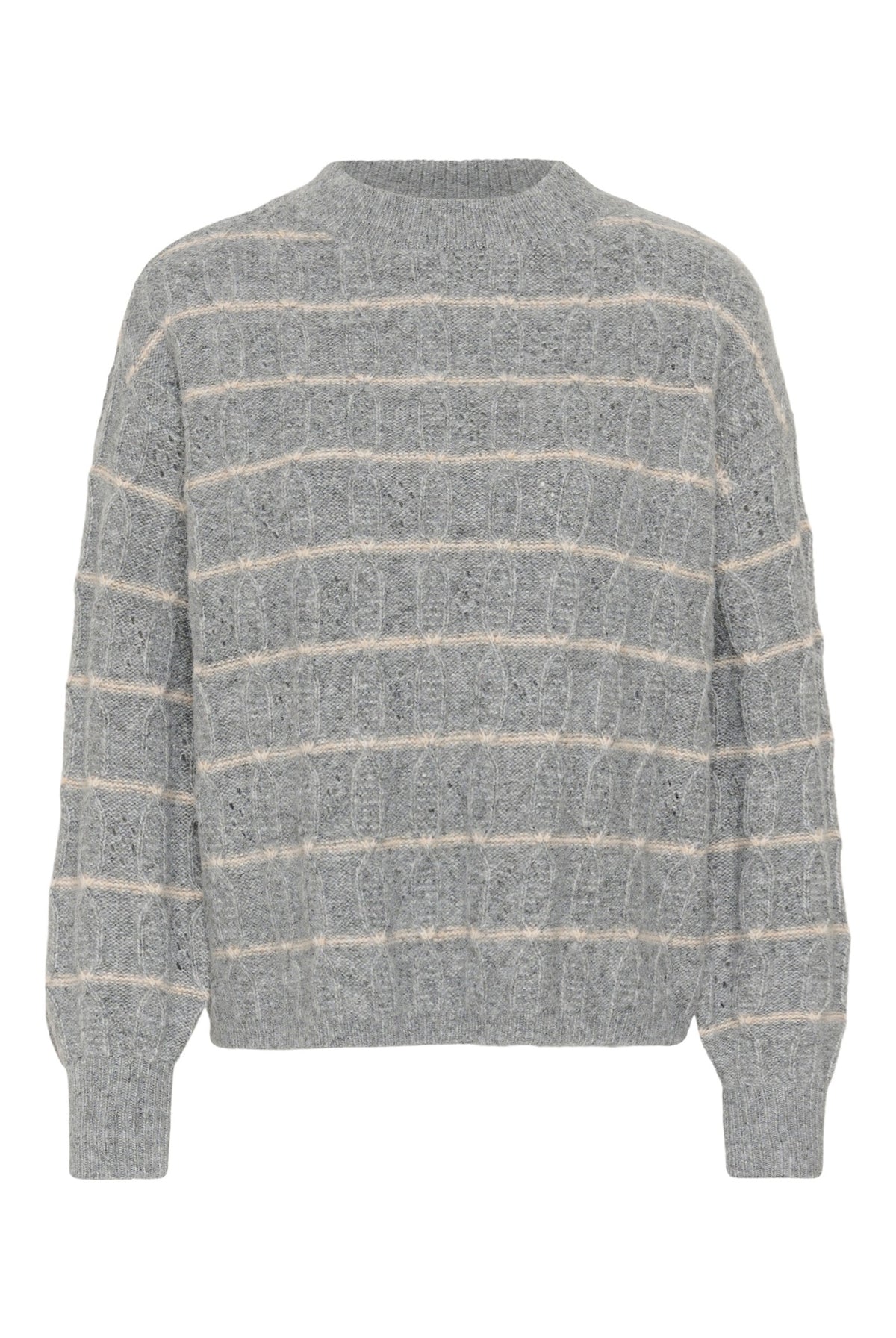 KAsirens Striped Pullover Grey Melange/Beige Stripe - 10 - 10512261