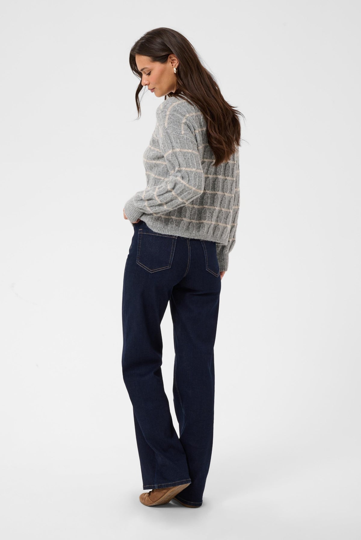KAsirens Striped Pullover Grey Melange/Beige Stripe - 10 - 10512261