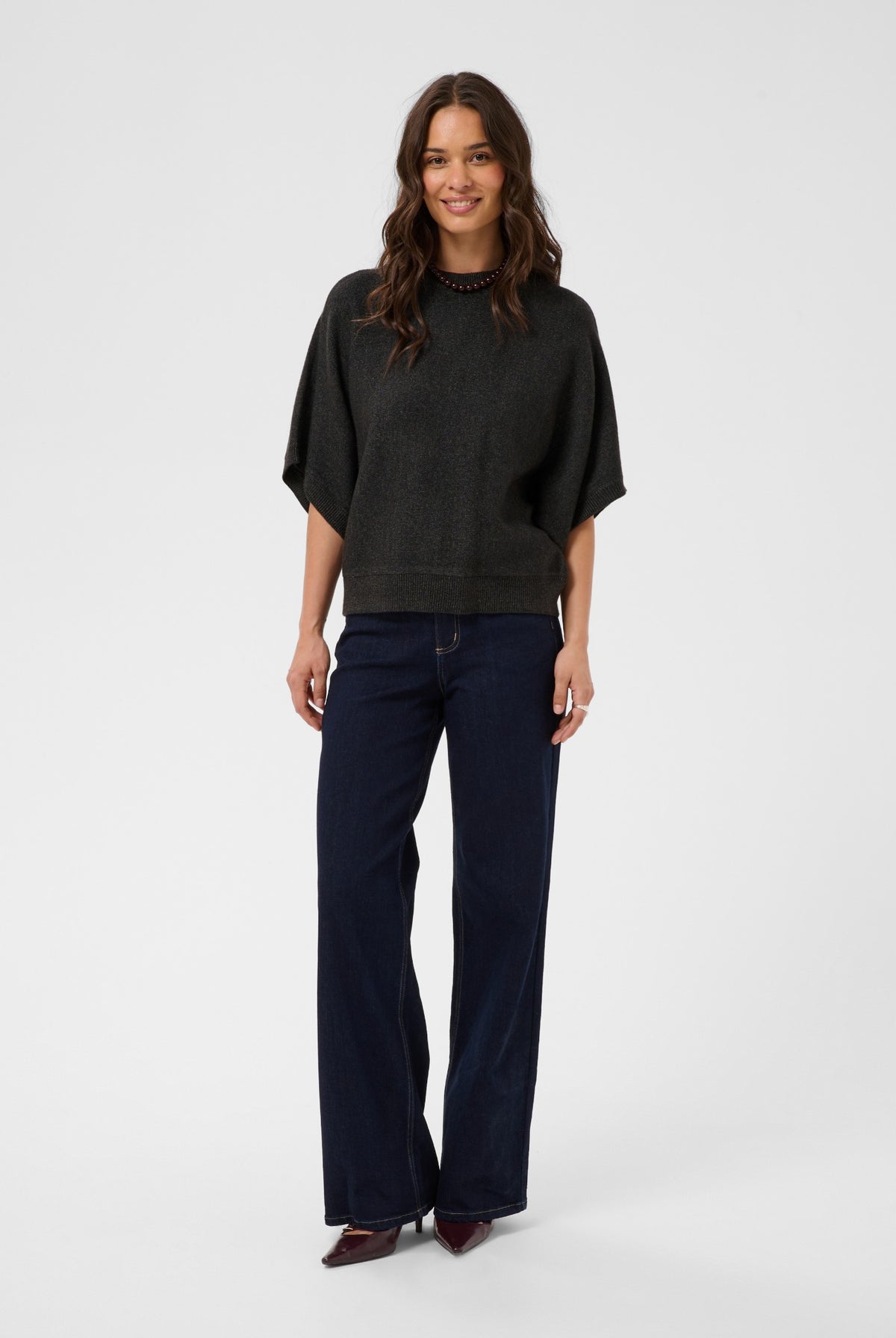 KAbarbara Wing SL Pullover Dark Grey Melange - 100125 - 10512436