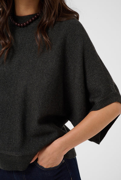 KAbarbara Wing SL Pullover Dark Grey Melange - 100125 - 10512436 Thumbnail
