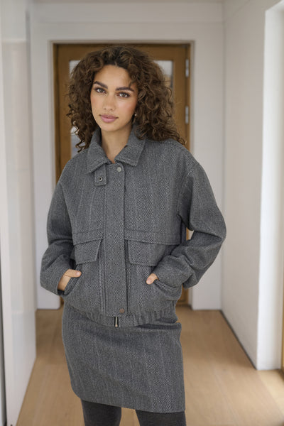 KAlaury Jacket Grey Herringbone - 1000058 - 10512483 Thumbnail