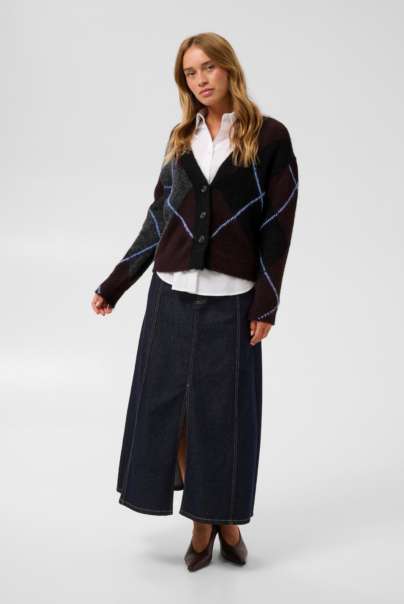 KAgrith Cardigan Dark grey melange / Fudge - 10 - 10512617