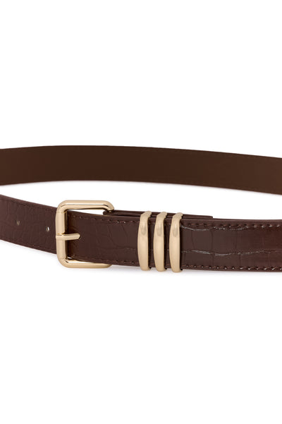 KAsienna Belt Fudge W. Gold Buckle - 1000554 - 10513005 Thumbnail