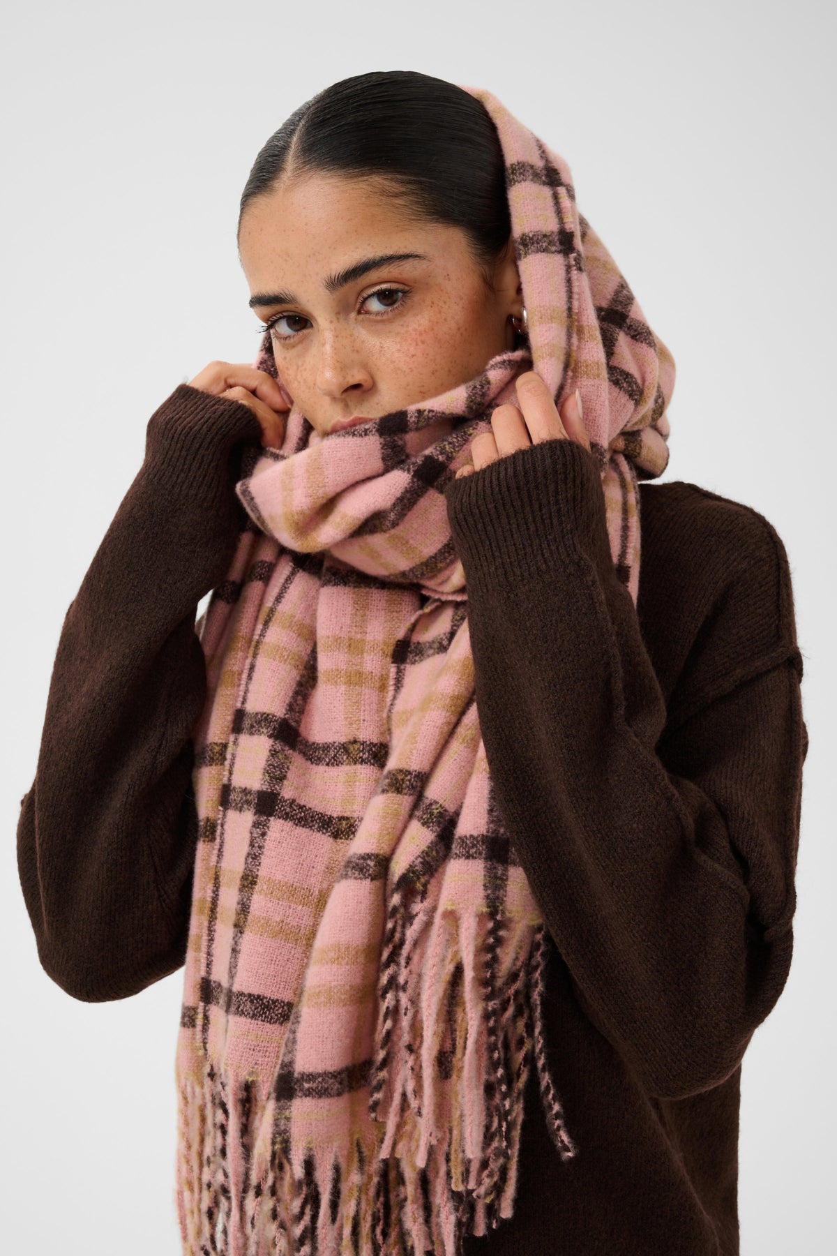 KAwillow Checked Scarf Rose Pink/Multi Check - 100062 - 10513026