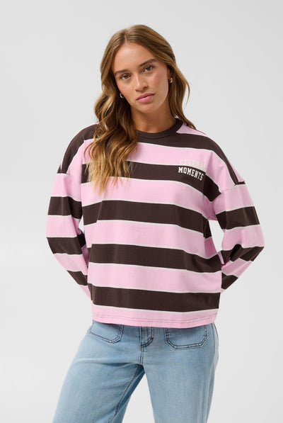 KAelona LS T-Shirt Brown / Pink Wide Stripe - 100 - 10513133 Thumbnail