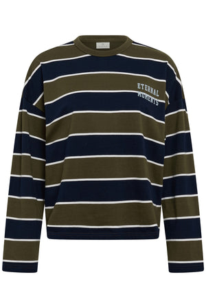 KAelona LS T-Shirt Olive / Midnight Wide Stripe - - 10513133