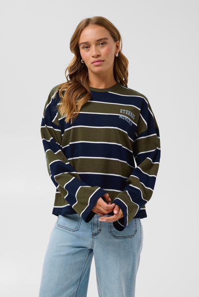 KAelona LS T-Shirt Olive / Midnight Wide Stripe - - 10513133 Thumbnail