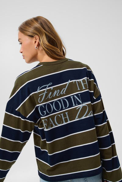 KAelona LS T-Shirt Olive / Midnight Wide Stripe - - 10513133 Thumbnail