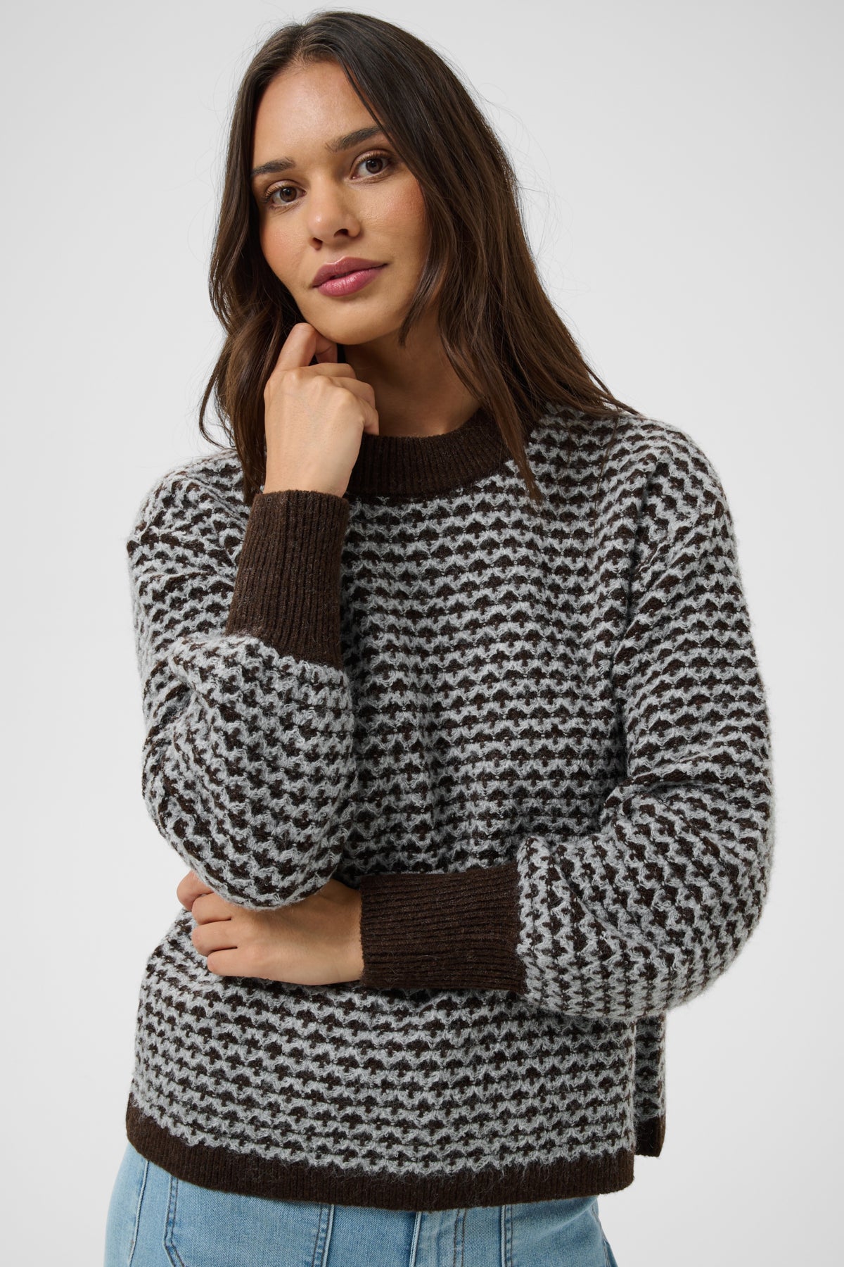 KAmarlla Knit Pullover Coffee Bean M./Grey M. Pattern - 10513139