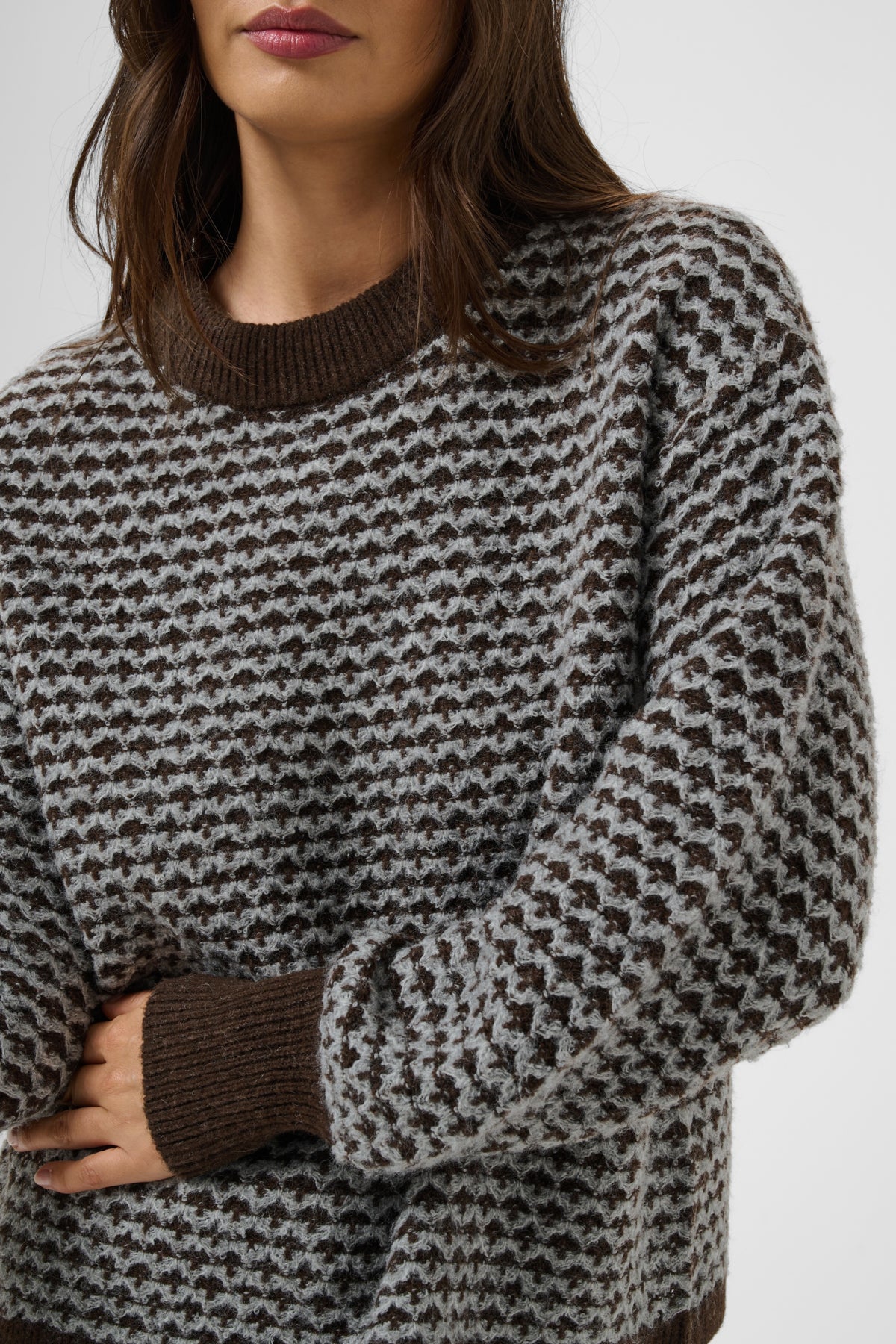 KAmarlla Knit Pullover Coffee Bean M./Grey M. Pattern - 10513139