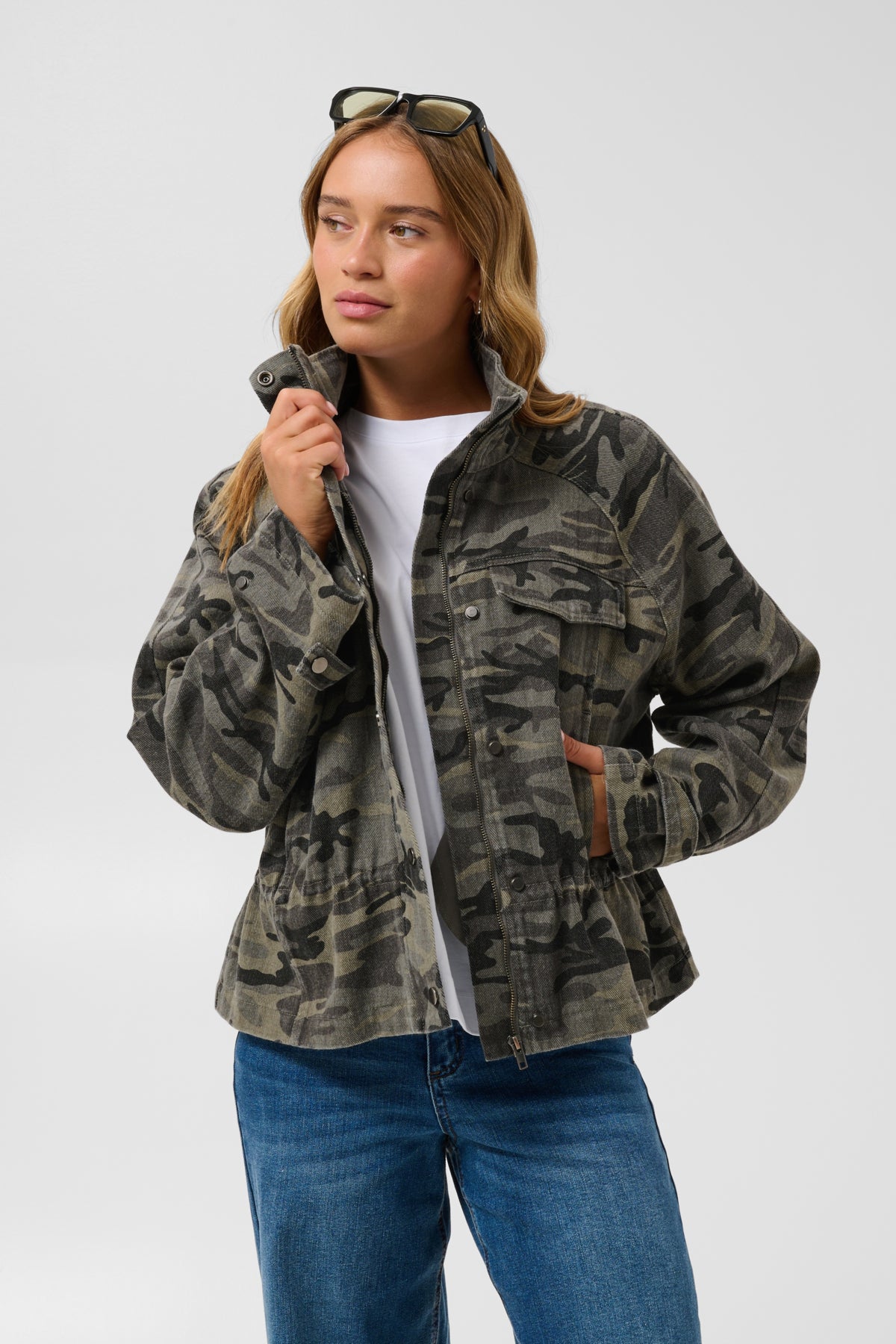 KAlilana Cargo Jacket Grey / Beige Camouflage Print - 10513243