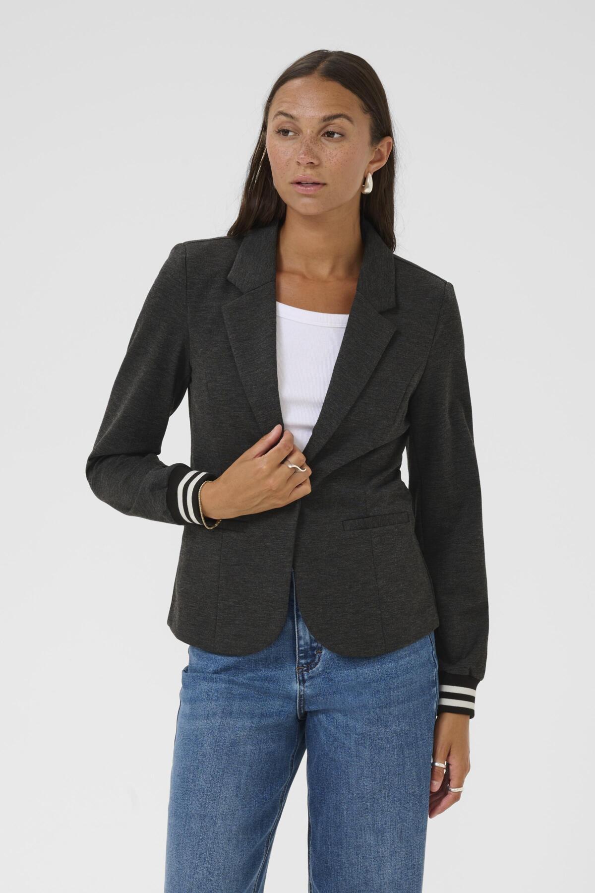 Kinnie Blazer Grey Mel.- Black/Chalk Stripe
