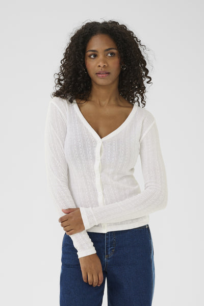 KAviba Pointelle Cardigan Chalk - 10552388 Thumbnail