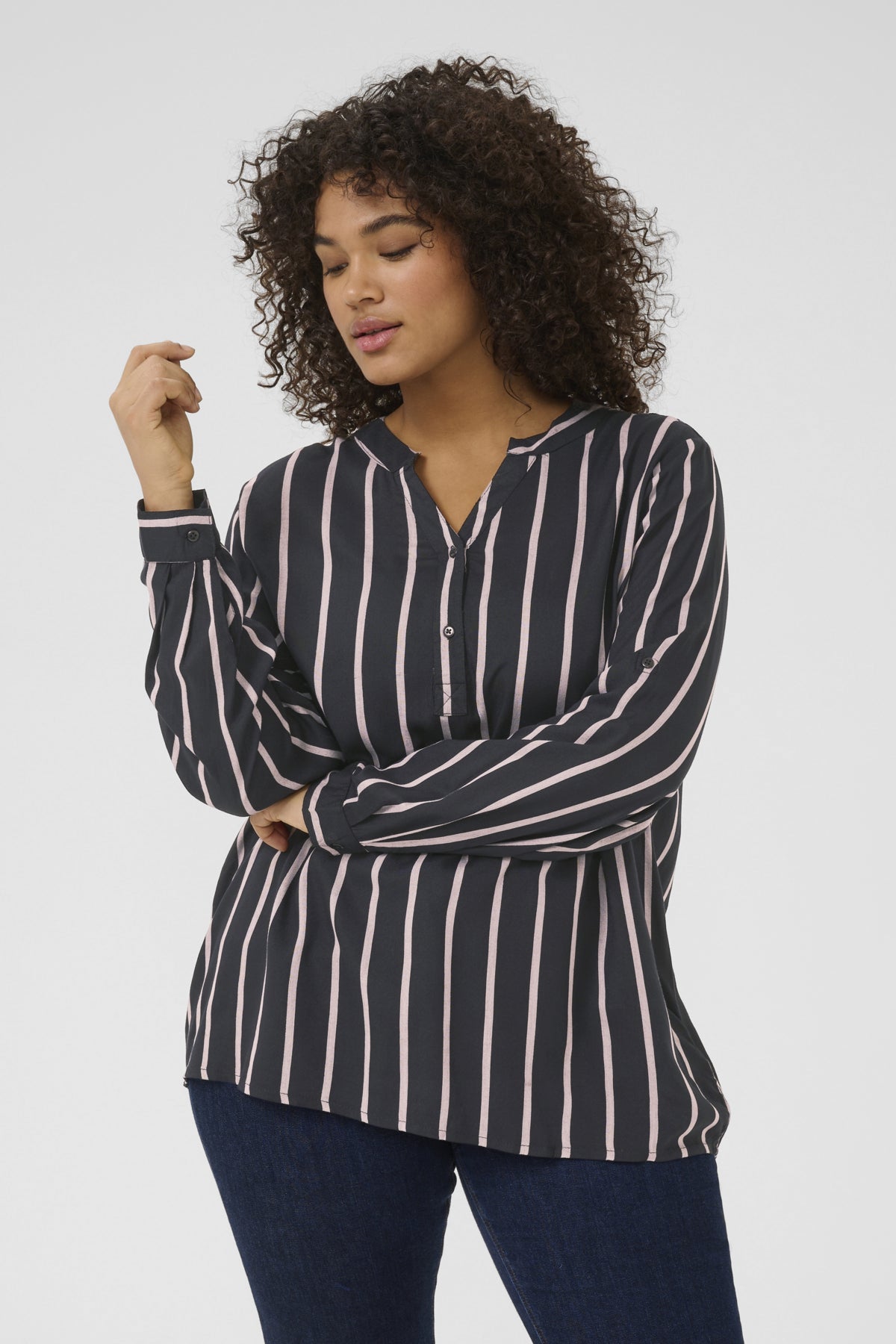 KCsida Blouse Black / Steeple Grey Stripe - - 10580350