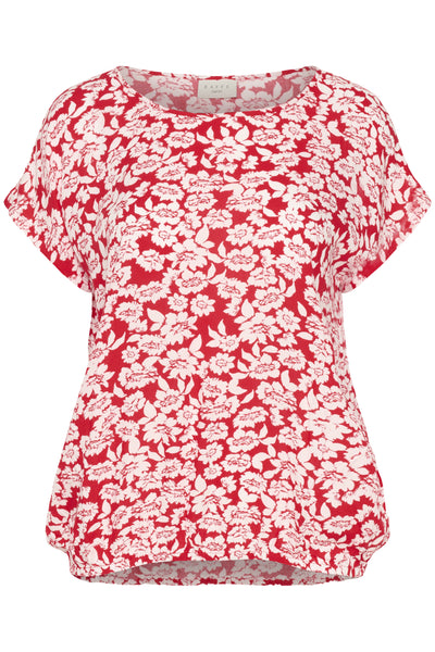KAbeathe Stanley Blouse True Red/Chalk Flower Print - 10508896 Thumbnail