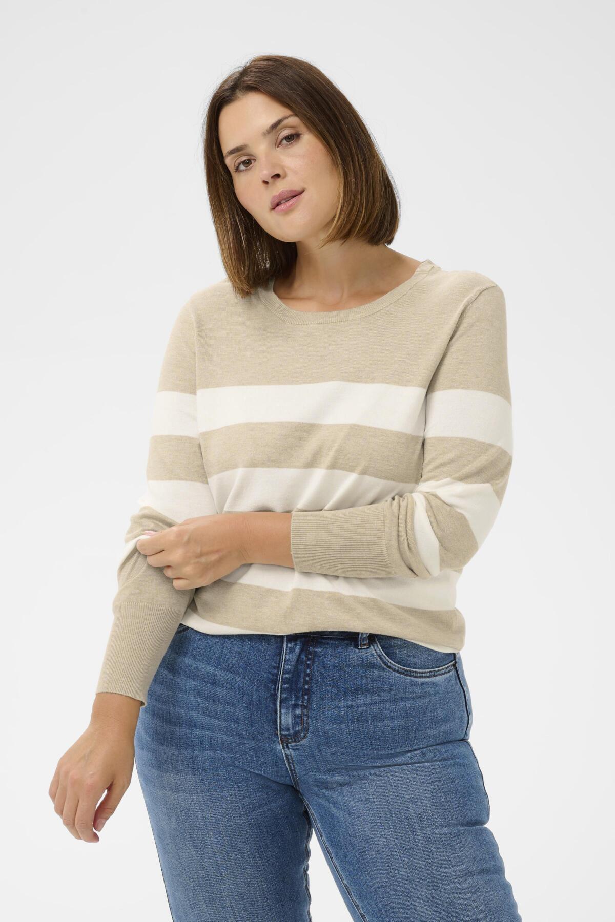 KClizzy Striped Knit Pullover Feather G. M/Chalk Wide Stripe - 10582600