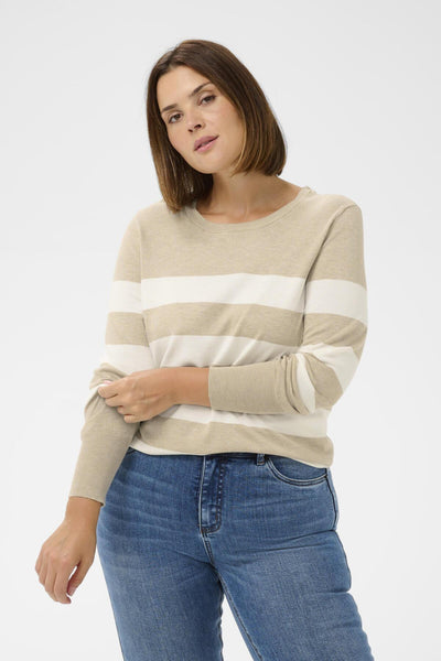KClizzy Striped Knit Pullover Feather G. M/Chalk Wide Stripe - 10582600 Thumbnail