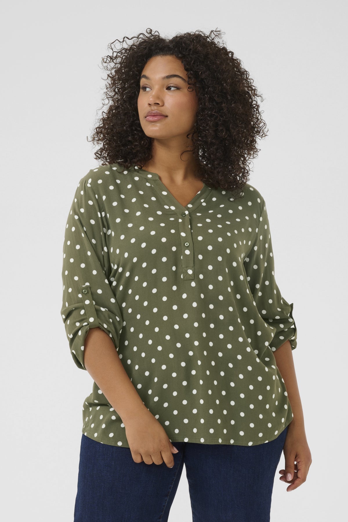 KCsida Dot Blouse Grape Leaf / Chalk Dot