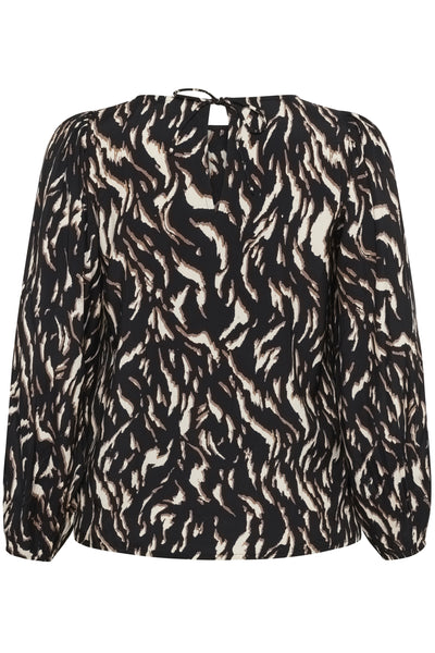 KCmilina Blouse Black/Brown Graphic Animal - 10583607 Thumbnail