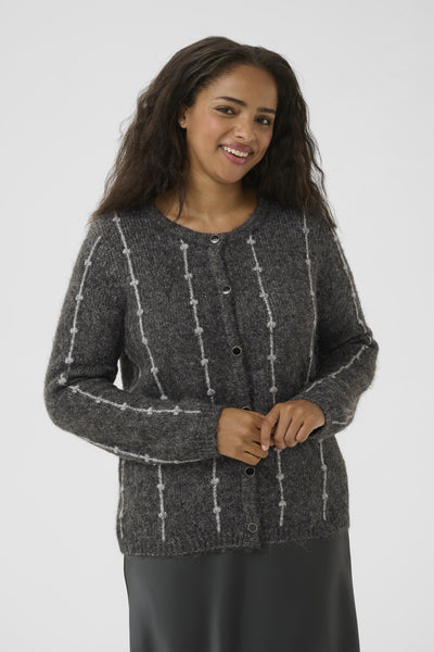 KClorenna Knit Cardigan Dark grey melange - 10583658 Thumbnail