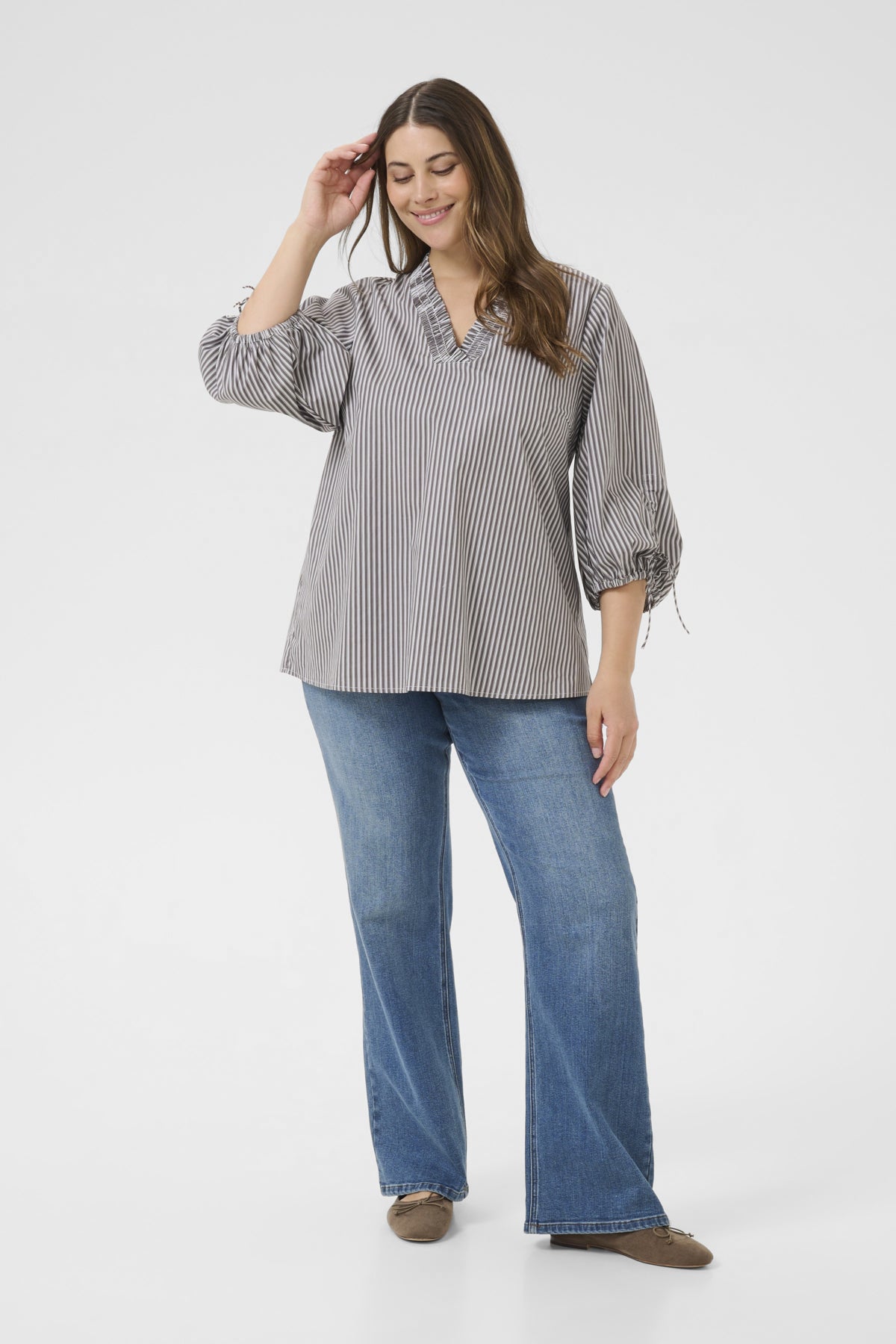 KCmariana Blouse Grey/White stripe - 10583661