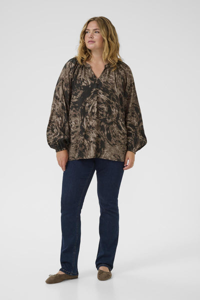 KCjamia Blouse Brown Graphic Print - 108502 - 10583775 Thumbnail