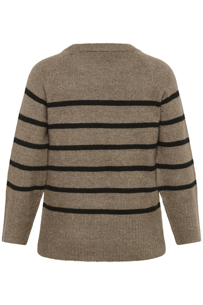 KCerina Knit Pullover Morel Melange Black Stripe - 1 - 10583794 Thumbnail