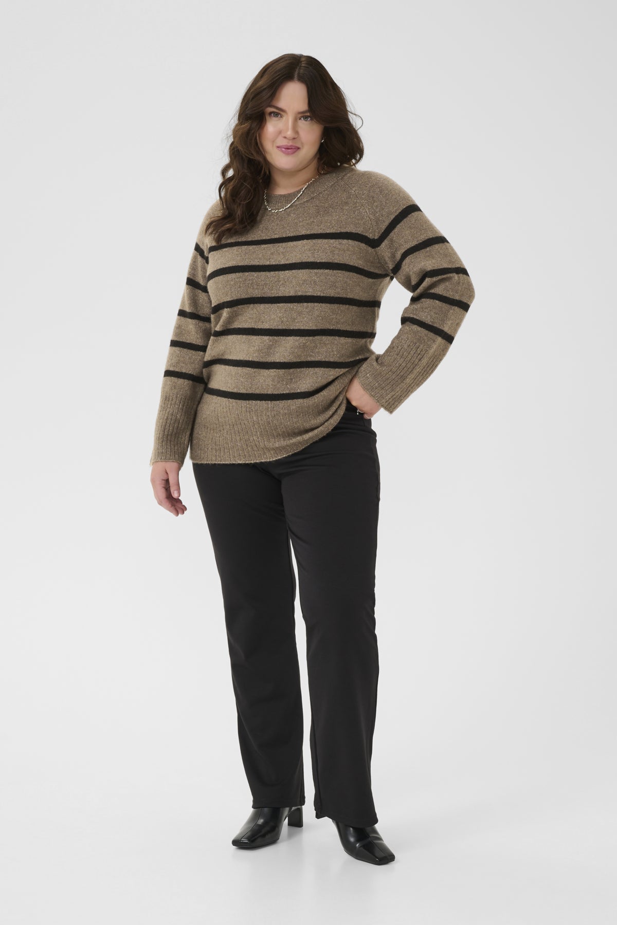 KCerina Knit Pullover Morel Melange Black Stripe - 1 - 10583794