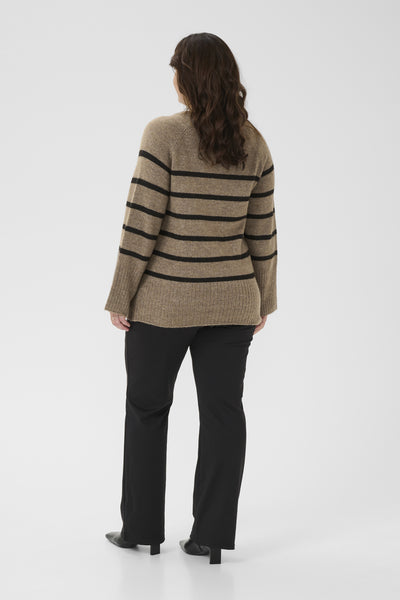 KCerina Knit Pullover Morel Melange Black Stripe - 1 - 10583794 Thumbnail