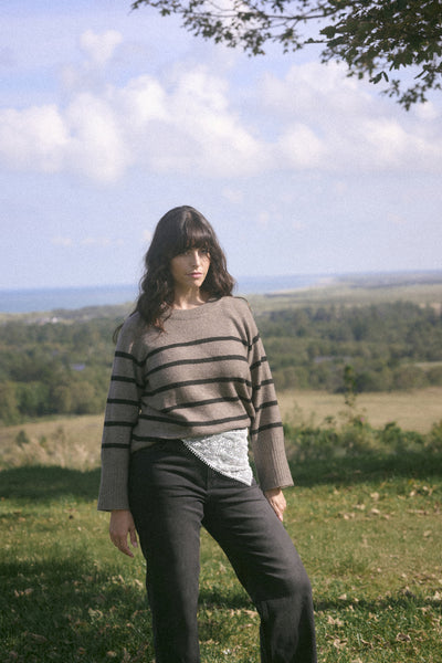 KCerina Knit Pullover Morel Melange Black Stripe - 1 - 10583794 Thumbnail