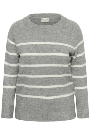 KCerina Knit Pullover Light Grey Melange Chalk Strip - 10583794