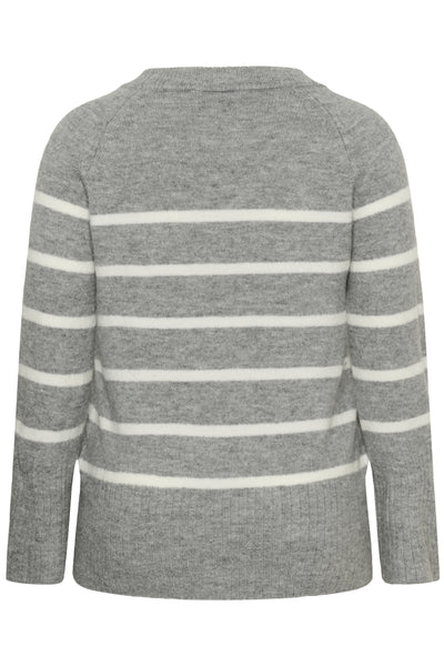 KCerina Knit Pullover Light Grey Melange Chalk Strip - 10583794 Thumbnail